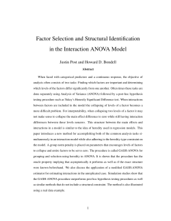 Post, Justin, and Bondell, Howard D. (2011) "Factor Selection and Structural Identification in the Interaction ANOVA Model"