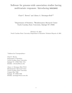 Brown, Chad C., and Motsinger-Reif, Alison A.(2012) "Software for Genome-Wide Association Studies having Multivariate Responses: Introducing MAGWAS"