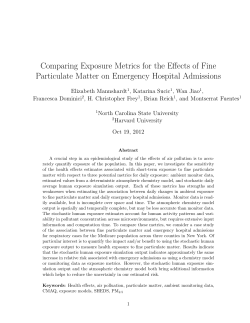 Mannshardt, Elizabeth, Sucic, Katarina, Jiao, Wan, Dominici, Francesca, Frey, H. Christopher, Reich, Brian, and Fuentes, Montserrat (2012) "Comparing Exposure Metrics for the Effects of Fine Particulate Matter on Emergency Hospital Admissions"