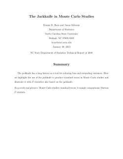 Boos, Dennis, and Osborne, Jason (2013) "The Jackknife in Monte Carlo Studies"