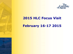 HLC 2015 Focus Visit Update for the Board of Trustees
