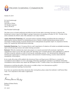 The University of Akron Focused Visit Action Letter
