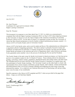 The University of Akron Response to Akron-AAUP Complaint to HLC