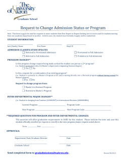 Request to Change Admission Status or Program