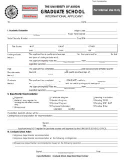 Graduate School Academic Evaluation Form