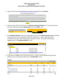 Certifying Effort in ECRT-University and VCUHS