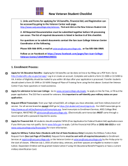 New Veteran Student Checklist and Certification Form