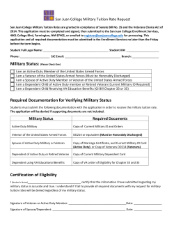 Military Tuition Rate Request