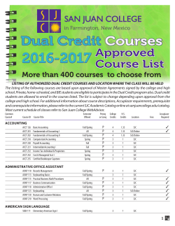 Dual Credit Approved Course List