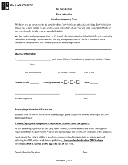 Early Admit Approval Form.