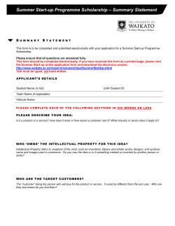 Summer Start Up Summary Statement Form