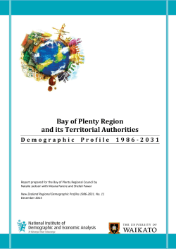 Bay of Plenty Region and its Territorial Authorities: Demographic Profile 1986-2031