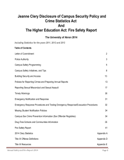 Jeanne Clery Disclosure of Campus Security Policy and Crime Statistics Act and The Higher Education Act: Fire Safety Report