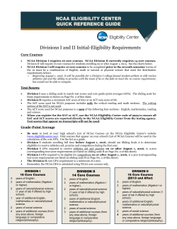 Division I and II Initial Eligibility Requirements