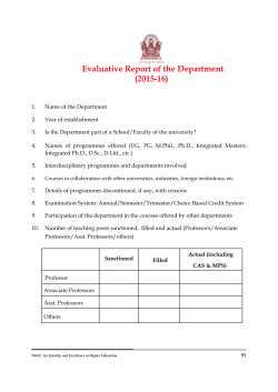 Evaluation Report of Department - 2015-16