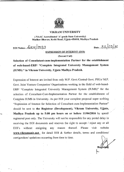 Expression of Interest for IUMS - Second Call