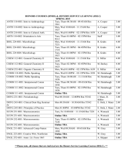 Spring 2015 Honors Classes