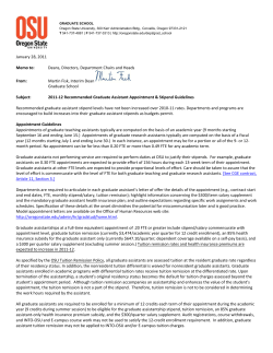 2011-12 Graduate Assistant Appointment and Salary Guidelines