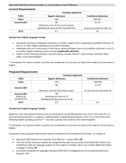 English Language Testing Current and Proposed Requirements