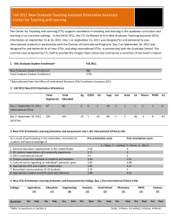 Fall 2011 New Graduate Teaching Assistant Orientation Summary