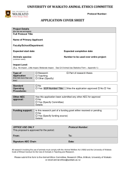 Animal Ethics Application and Statistics Form