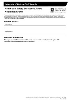 Health and Safety Excellence Staff Award Nomination Form