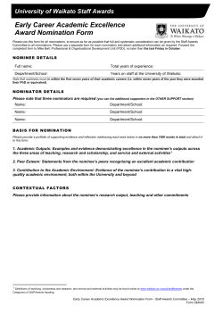 Early Career Academic Excellence Staff Award Nomination Form