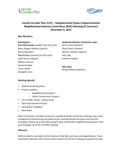 Neighborhood Advisory Committee (NAC) Meeting #2 Summary (12/9/15)