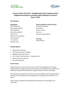 Neighborhood Advisory Committee (NAC) Meeting #1 Summary (5/27/15)