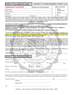Deferred Payment Plan application