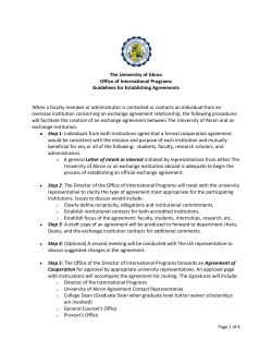 Guidelines for Establishing Agreements