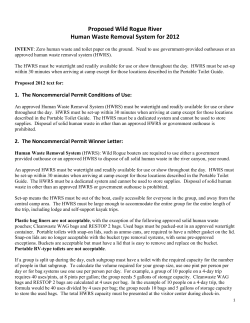 Proposed Wild Rogue River Human Waste Removal System for 2012