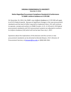 Notice Regarding Procurement Compliance Standards Conformance to OMB's Uniform Guidance at 2 CFR 200