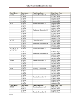 Fall 2016 Final Exam Schedule