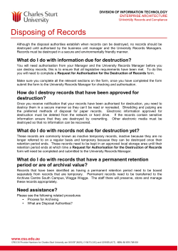 Disposal of Records