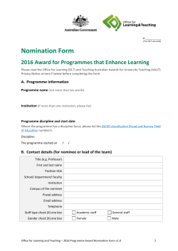 2016 OLT Programmes Nomination Form