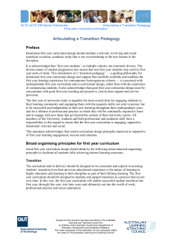 First year Curriculum Principles