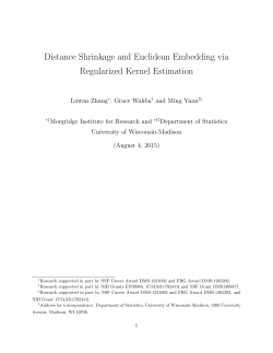 Distance Shrinkage and Euclidean Embedding via Regularized Kernel Estimation