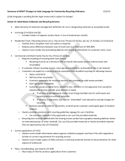 Bulleted summary of draft code changes for Community Recycling Ordinance