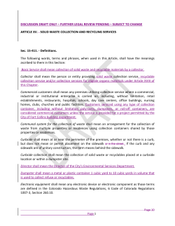 Draft code language for recycling collection