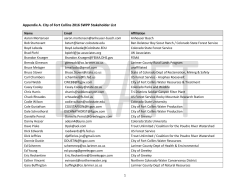 Appendix A - Stakeholder List