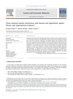 Three Minimal Market Institutions: Theory and Experimental Evidence.