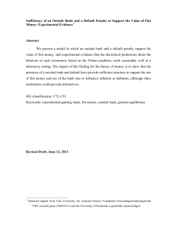 "Sufficiency of an Outside Bank and a Default Penalty to Support the Value of Fiat Money: Experimental Evidence