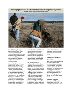 Leveraging Resources to Achieve Collaborative Management Objectives  Sprague River Valley: Beatty and Bly, OR
