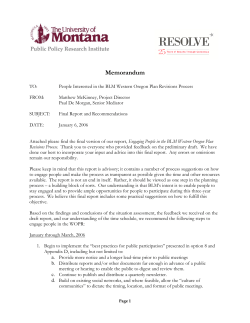 A Public Involvement Assessment - Engaging People in the BLM Western Oregon Plan Revisions Process