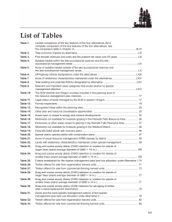 List of Tables