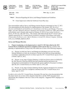 Forest Service Correspondence, File Code 1950 - Direction Regarding the Survey and Manage Standards and Guidelines - May 13, 2014