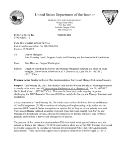 IM-OR-2014-024 - Direction regarding the Survey and Manage Mitigation Measure as a result of court ruling in Conservation Northwest et. al. v. Bonnie et al., Case No. 08-1067-JCC (W.D. Wash.)