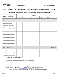 Back Hauling Reporting Form 2016 Q1 2