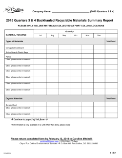 Back Hauling Reporting Form 2015 Q3 4